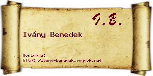 Ivány Benedek névjegykártya